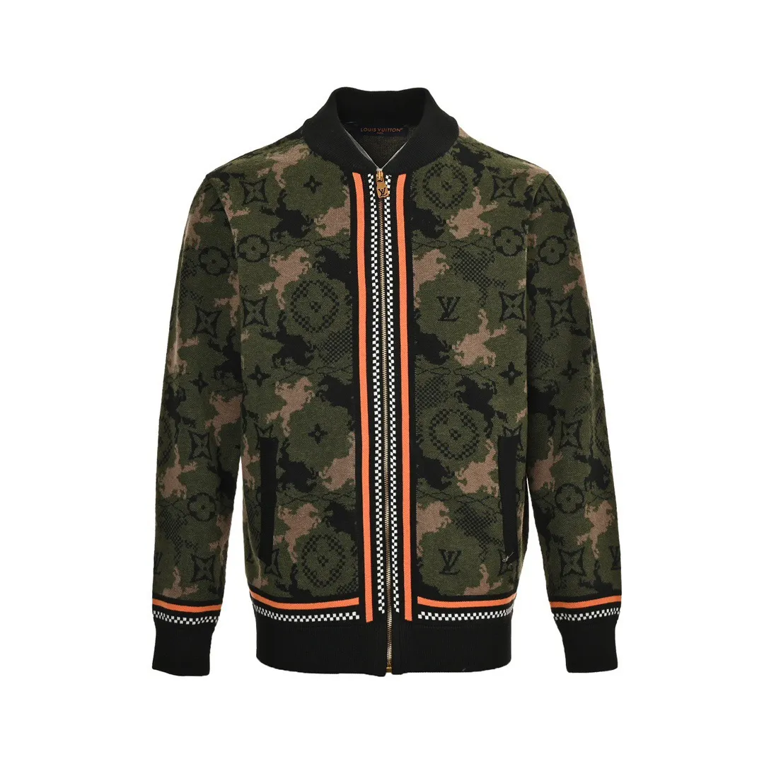 Louis Vuitton/Louis Vuitton 24Fw Western denim jacquard camouflage knitted jacket